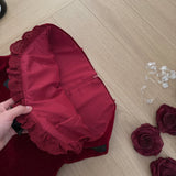 ADVBRIDGE  -  Y2K Sweet Floral Mini Dress for Women Elegant Strapless Slash Neck Lace Patchwork Princess Party Dresses French Short Vestidos