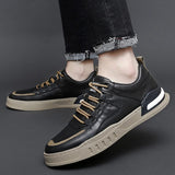 Advbridge Men's Cowhide Rubber Sole White Board Shoes New Lace Up Sports Shoes Men's Fashion Casual Shoes Driving Shoes Outdoor Work Shoes