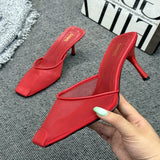 ADVBRIDGE  -  High Quality Mesh Breathable Women Slippers Sexy Red Thin High Heels Comfort Light Slide Sandals Elegant Summer Shoes for Women