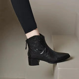 Advbridge Female Short Shoes Pointed Toe Brown Fur Leather Booties Elegant with Medium Heels Women's Ankle Boots Sale Y2k Autumn Chic Boot