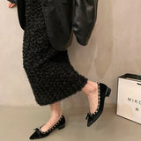 Advbridge Designer Low Heel Women Mary Jane Shoes Fashion Rivet Butterfly-knot Shoes 2025 Spring Autumn Wedding Party Shoes