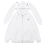 Advbridge Men Streetwear Hoodie Sweatshirt Hooded Rabbit Ear Hoodie Autumn Unisex Harajuku Anime Hooded Zipper Cardigan HipHop Couple Tops