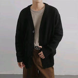 Advbridge Men's Korean Review Clothes Luxury Retro Knit V Neck Cardigan Long Sleeve Streetwear Stylish Sweater Leisure Fashion Knitwear