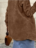Advbridge Casual Suede Long Sleeve Jackets Women Autumn Loose Brown Lapel Jacket Coat With Pockets Female Elegant Chic Street Outwear