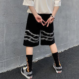 Advbridge Mens Casual Shorts Summer Hip-Hop Street Harajuku Style Personalized Print Simple Sports Shorts Boys Loose Straight Pants