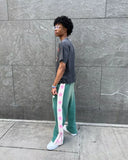 Advbridge Y2K American Leisure Water-washed Sweatpants for Men and Women Loose Wide-leg Pants with Striped Side Underwear Straight Pants