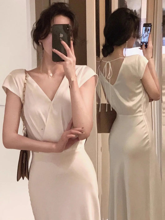 Advbridge  -  Summer New Elegant Midi Dresses For Women Fashion Party Office Lady French Fashion Sleeveless Female Clothes