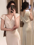 Advbridge  -  Summer New Elegant Midi Dresses For Women Fashion Party Office Lady French Fashion Sleeveless Female Clothes
