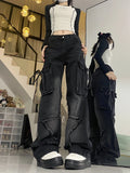 Advbridge Y2K Vintage Cargo Baggy Jeans Women Streetwear Star Patch Pockets Gothic Wide Leg Jeans Punk Harajuku Denim Trousers 2000s