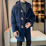 Advbridge Horn Button Hooded Men's Winter Long Coat New in Coats and Jackets Male Clothes Man Trench Clothing Woolen Overcoat 2024