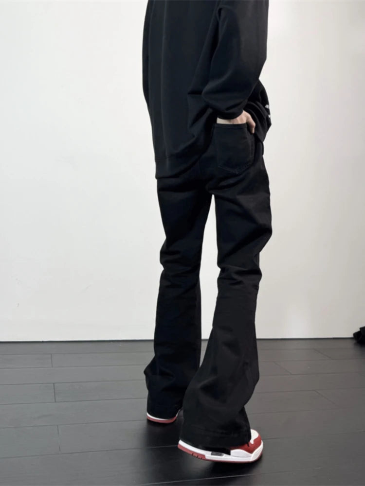 Advbridge Flare Jeans Men American Slim Chic High Street Washed Hip Hop Denim Trousers All-match Harajuku Simple College Autumn Mopping