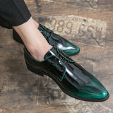 Advbridge Luxury Mirror Oxfords Shoes For Men Green Moccasins Designer Formal Dress Shoes Men Loafers Pointed Patent Leather Shoes Men