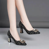 Advbridge  Women Fashion Black Elegant High Quality Spring Slip on Stiletto Heel Shoes Lady Classic Cozy Party Pumps B19