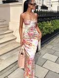 Advbridge Summer Spaghetti Strap Floral Print Party Dresses Elegant Maxi Bodycon Wedding Guest Holiday Dress New In Dress 2024