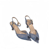 ADVBRIDGE  -  Blue Heels Sandals Black Mesh Women Summer Shoes Pointed Toe Stiletto Heel 8cm Comfortable Ladies Shoes Sandalias De Mujer