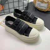 ADVBRIDGE  -  Women Pink Canvas Shoes Hook Female Students Solid Black Sneaker Thick Sole Low Top Beige Casual Shoes Tennis Sport Shoes