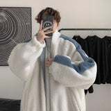 Advbridge Men‘s Wintern outfits Fashion Mens Clothing Winter Lamb Warm Coats for Men Leisure Loose Wool Outerwear Male Loose Zipper Harajuku Sweatshirt Top