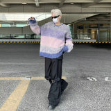 Advbridge Panelled Sweaters Men Korean Style O-neck Baggy Daily Tender Temperament Unisex Fitness Teenagers Spring Autumn Fashion Leisure