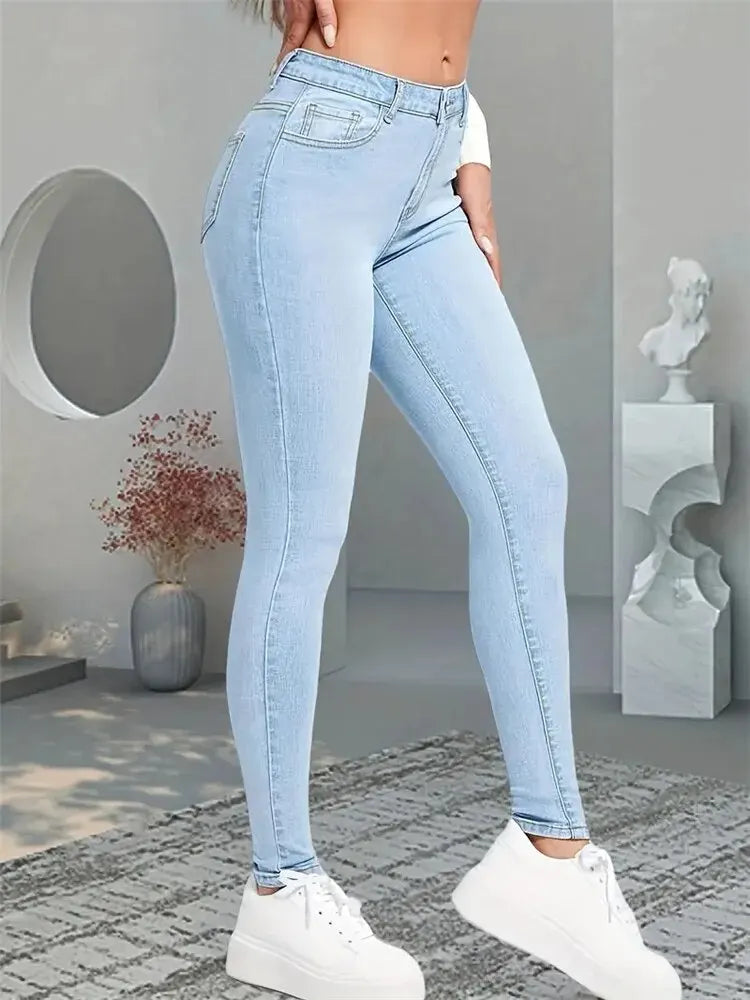 Advbridge Women Stretch Skinny Jeans Lady Slim Fit Pencil Jeans Girls Leggings Straight Leg Denim Pants Blue Gray Black Sexy Long Trousers