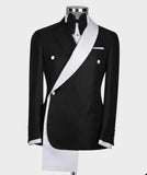 Advbridge Slim Fit Men's Two Pieces One Button Suit Black Jacket & Pants Tuxedos Stylish Prom Wedding Dinner Formal Men Suits