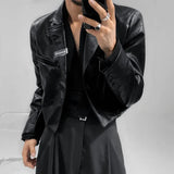 Advbridge Mens Autumn And Winter Elegant British Casual Street Leather Clothing Unisex Short Leather Jacket Jacket Men'S Long-Sleeved Suit