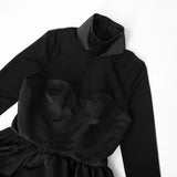 ADVBRIDGE  -  Fashion Sexy A- LINE Dress Women Summer long Sleeve Black Slim Mini Dresses Casual Streetwear Clubwear Elegant Lady Party Dress