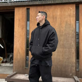 Advbridge Men‘s Wintern outfits Hooded Sweatshirt Men's Autumn Winter Velvet Two-piece Set American Oversize Loose Casual Sweatpants Suit Aesthetic Streetwear Advbridge Men‘s Wintern outfits