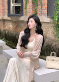 Advbridge Knitted Neck-mounted Long Dresses for Women Autumn New Elegant Fashions Slim Sleeveless Dress Evening Party Female Clothing