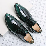 Advbridge Luxury Mirror Oxfords Shoes For Men Green Moccasins Designer Formal Dress Shoes Men Loafers Pointed Patent Leather Shoes Men
