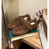 ADVBRIDGE  -  Women's Vulcanize Shoes Flat Sole Lace-up Hook & Loop Sneakers Women Leisure 2025 Spring Autumn Retro Ballet Zapatillas De Mujer