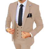 Advbridge Formal Men 3 Piece Wedding Suit Groom Tuxedo Slim Fit Business Suits Champagne Wedding Suit Costume Homme (Blazer+Pants+Vest)