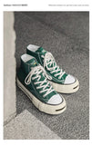 ADVBRIDGE  -  Unisex High-Top Vulcanized Canvas Sneakers Solid Green/Black Lace-Up All-Season Student Casual Shoes Low Top Skate Shoes