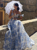 Advbridge Summer Fashion Floral Printed Dress Woman Strap Off-Shoulder Sundress Elegant Party Vestidos Holiday Beach Dresses Oversized