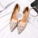 Advbridge New Pumps Sexy Black Woman High Heels Elegant Party Heeled Genuine Leather Pointed Toe Luxury Braid Temperament OL Women's Shoes
