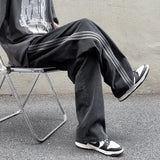 Advbridge High Street Washed and Worn Three Leg Jeans for Men Retro Streetwear Trendy Brand Rugged and Loose American Straight Leg Wide