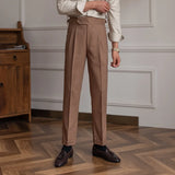 ADVBRIDGE  -  Naples High Waist Men's Straight Pants Gurkha Hanging Casual Pants Retro Non-ironing Trendy