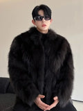 Advbridge Fur imitation Thickened Men Faux Fox Fur Coat Male Warm Overcoat Long Sleeve New Winter Faux Fur Jacket Fluffy Plush Fur Coats