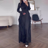 Advbridge Autumn Bodycon Maxi Dresses for Women Ruffles Flare Sleeves O-neck Wedding Evening Party Dress Slim Prom Robe Vestidios New