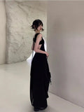 Advbridge Black Camisole Dress For Women In Summer, High-End And Sexy, With A Large Backless Beach Resort Dress
