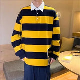 Advbridge Tops Stripe Male Clothes Baggy T Polo Shirts for Men Sweatshirts Korean Autumn Harajuku Fashion Bulk Streetwear Social Size S F