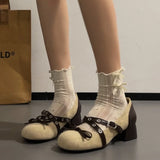 ADVBRIDGE  -  New Spring Vintage Thick Heel Women Mary Jane Shoes Concise Belt Buckle Shoes Female Elegant Party Dress Pumps