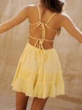 ADVBRIDGE  -  Women s Sleeveless A Line Mini Dress Backless Summer Smocked Spaghetti Strap Bohemian Bodycon Corset Party Dress