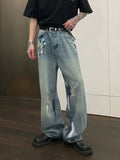 Advbridge Autumn Men's Graffiti Y2K Streetwear Baggy Jeans Hip Hop Fashion Ripped Blue Denim Trousers Punk Straight jean pantalones hombre
