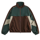 Advbridge Men Hip Hop Vintage Jacket Coat Color Block Patchwork Harajuku Streetwear Retro Windbreaker Zip Up Coats 2024 Autumn Pocket Tops