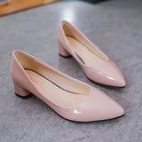 Advbridge 2024 Spring/Summer Autumn Single Shoes Korean Edition Pointed Thick Heels Women's Lacquer Leather High Heels Summer Casual Shoes