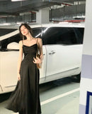 Advbridge French Style Women Midi Dresses Summer Spaghetti Strap Elegant Party Female Clothes Wedding Bridesmaid Black Satin Dress