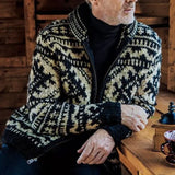Advbridge Men‘s Wintern outfits Men's Cardigan Sweater Autumn and Winter Men's Jacquard Knitted Jacket Lapel Long Sleeved Jacket Casual Fashion Sweater