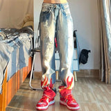 Advbridge Trousers Hip Hop Man Cowboy Pants Straight Ripped Men's Jeans with Holes Torn Broken Aesthetic Korean Fashion Cotton Original Xs