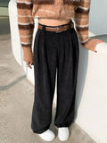 Advbridge Solid Elegant Office Lady Corduroy Trousers Women Autumn Winter High Waist Loose Harajuku Wide Leg Long Pants Casual Streetwear