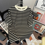 ADVBRIDGE  -  Japanese Cityboy Striped T-shirt Summer American Street Short Sleeve Men's Tees 2025 New O-neck Loose Couple Versatile Tops